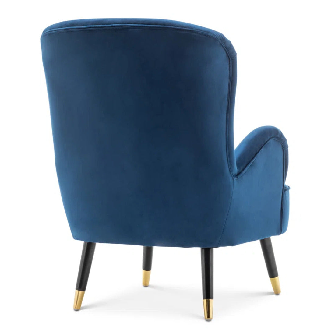 Luxury Navy Blue Comfy Velvet Lounge Chair with Ottoman