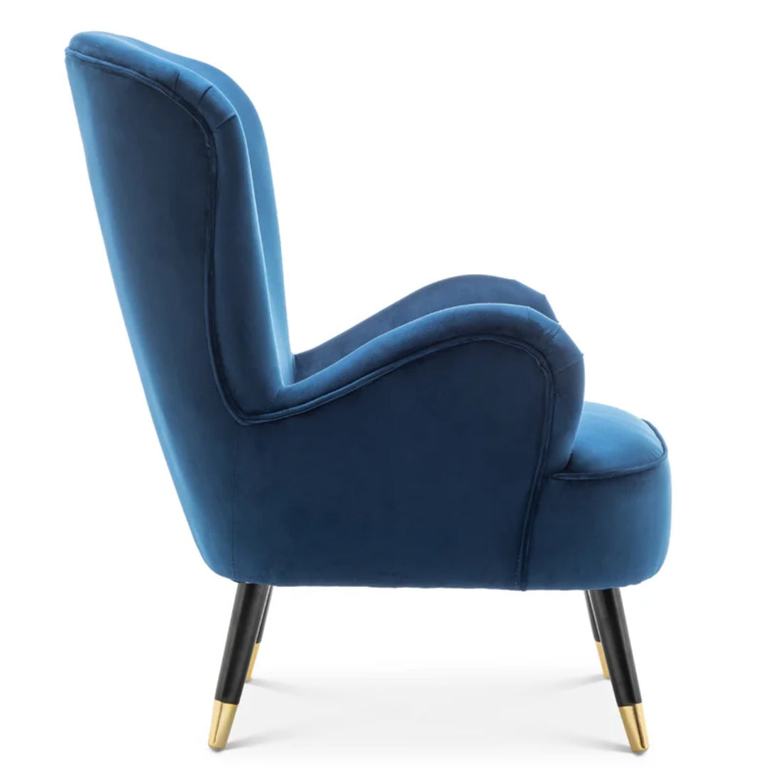 Luxury Navy Blue Comfy Velvet Lounge Chair with Ottoman