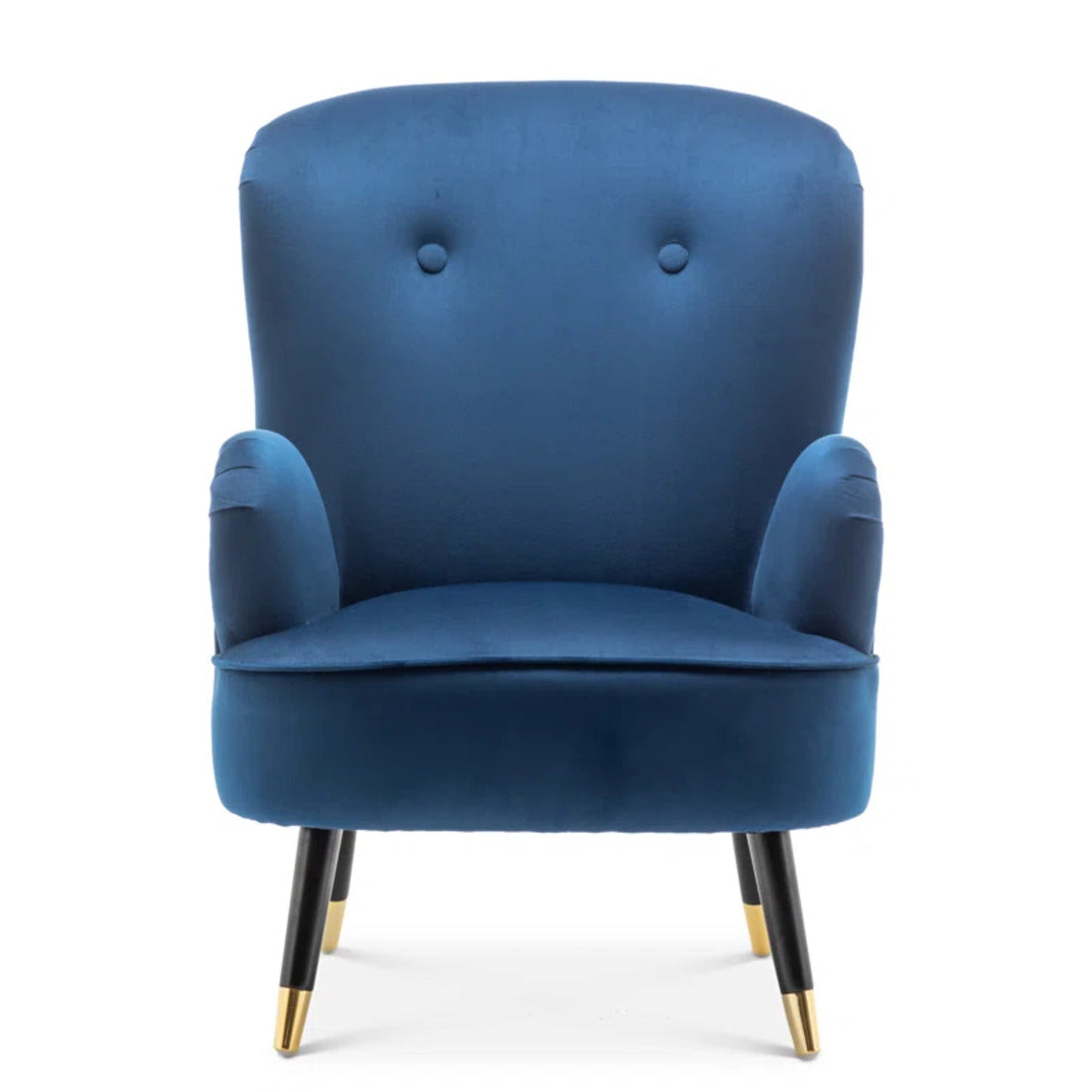 Luxury Navy Blue Comfy Velvet Lounge Chair with Ottoman