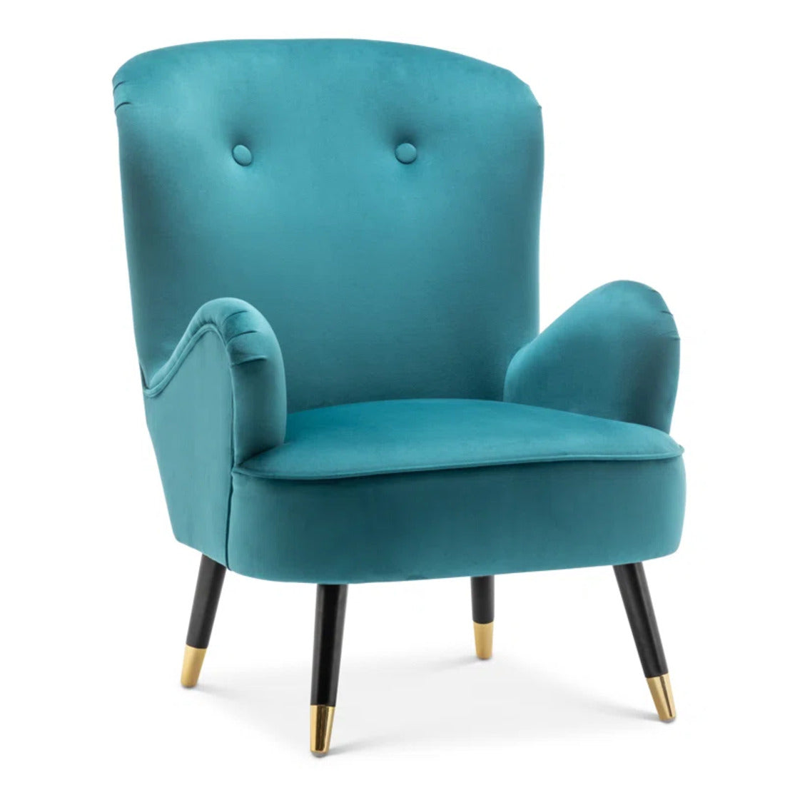 Luxury Turquoise Comfy Velvet Lounge Chair with Ottoman