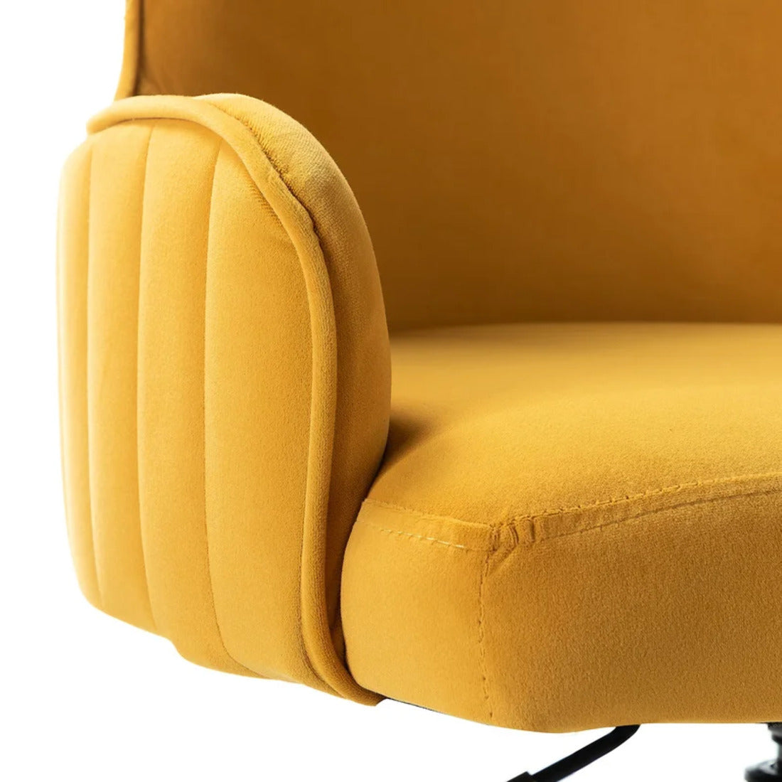 Luxury Yellow Velvet Comfy Armchair with Golden Base