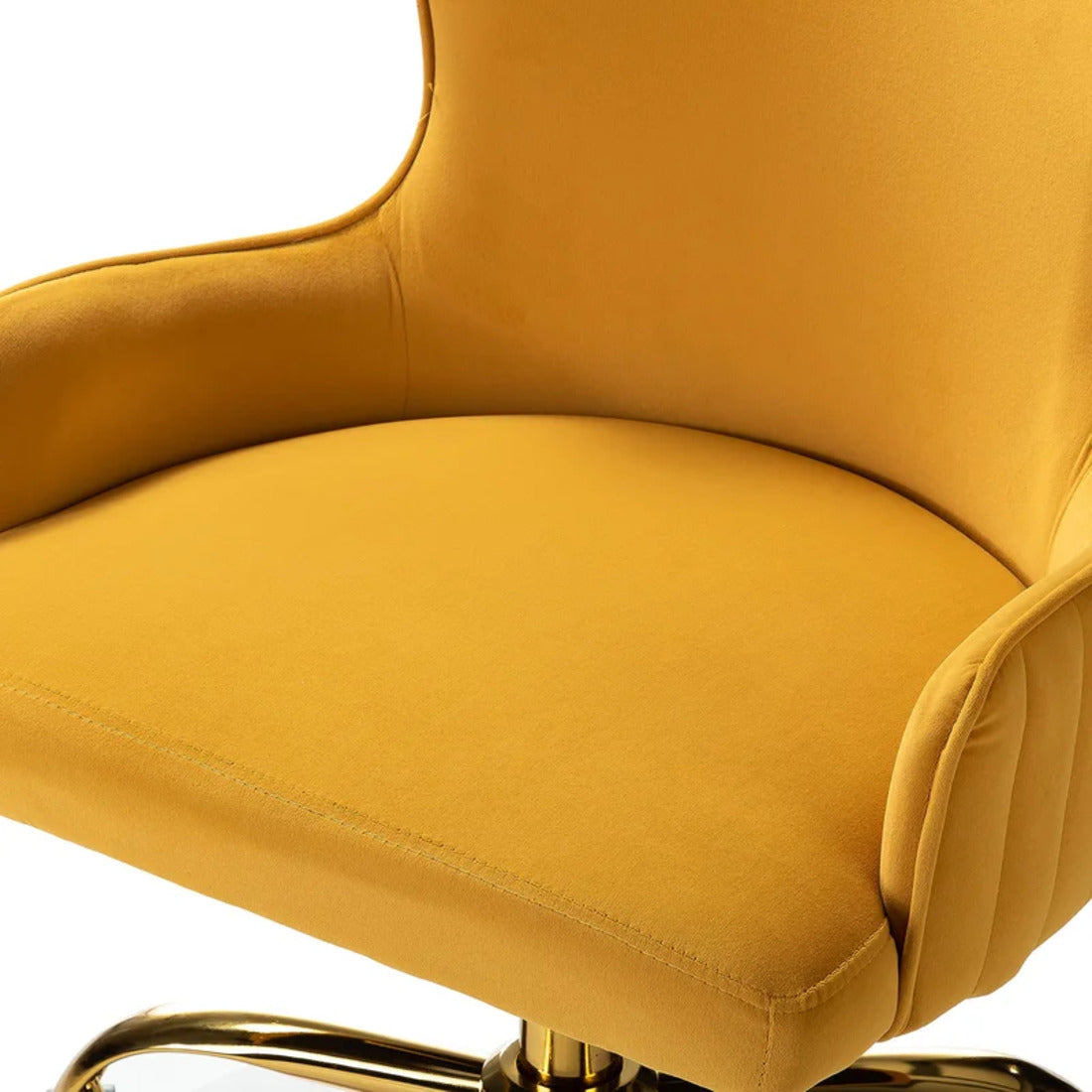 Luxury Yellow Velvet Comfy Armchair with Golden Base