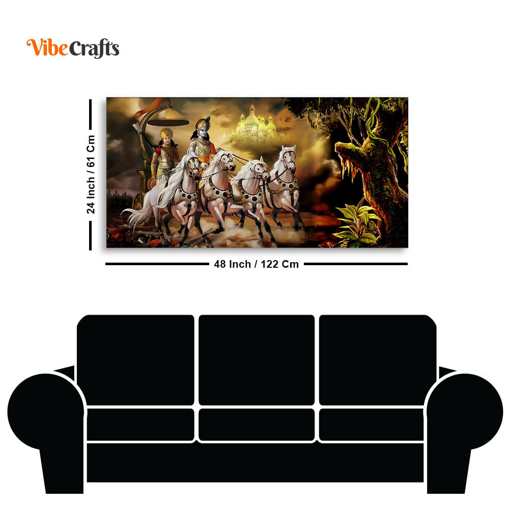 Mahabharat Shri Krishna and Arjun Premium Canvas and Wall Painting