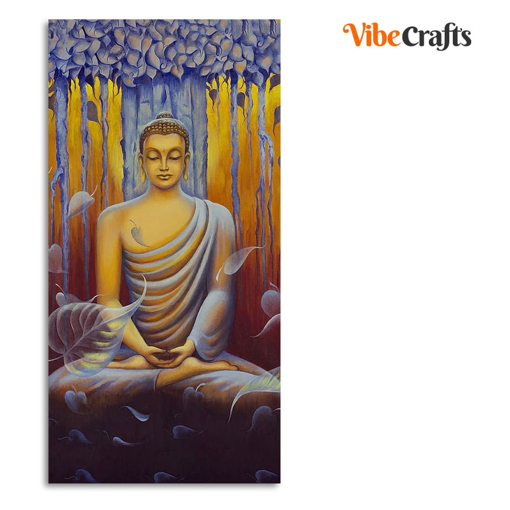 Meditating Buddha Matt Textured Canvas Wall Painting