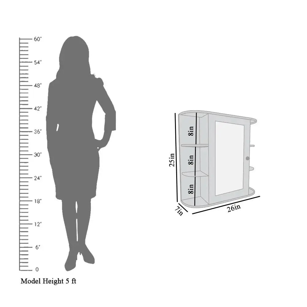 Premium Wooden Bathroom Cabinet Mirror with 10 Spacious Shelves with White Finish