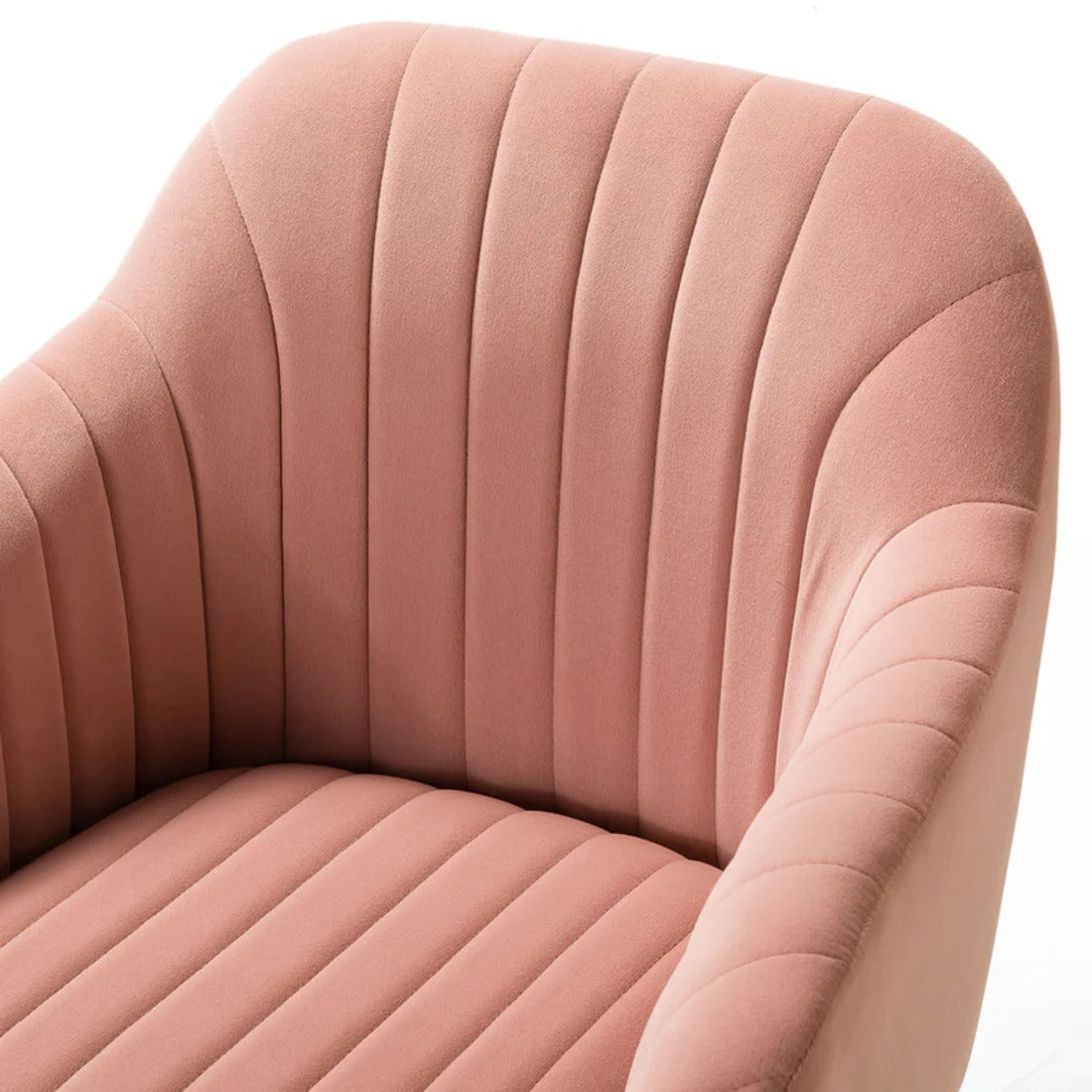 Refined Baby Pink Tufted Velvet Comfy Armchair with Golden Legs