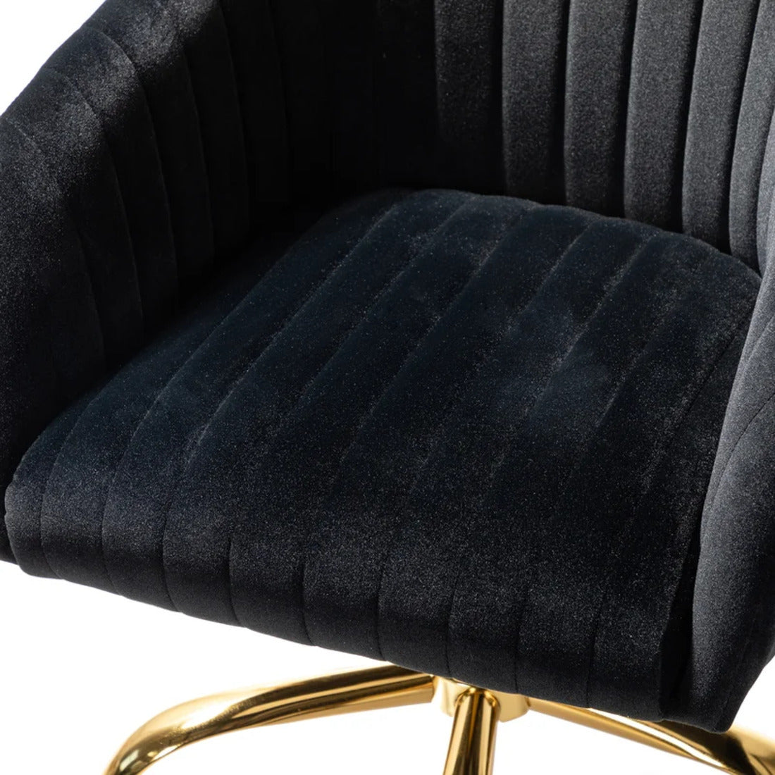 Refined Black Tufted Velvet Premium Armchair with Golden Legs