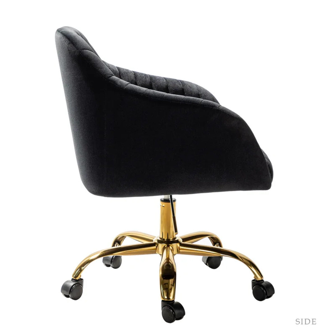 Refined Black Tufted Velvet Premium Armchair with Golden Legs