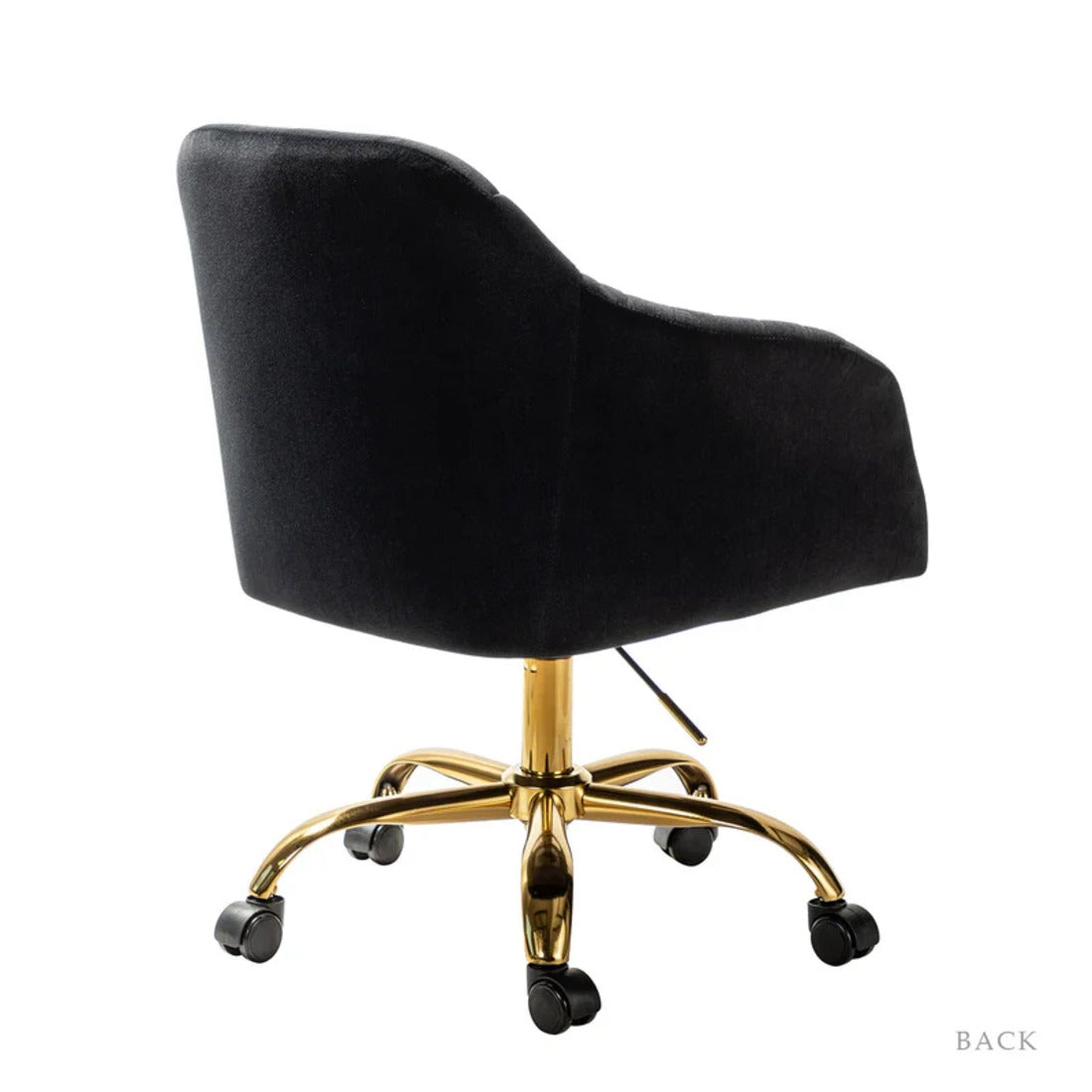 Refined Black Tufted Velvet Premium Armchair with Golden Legs