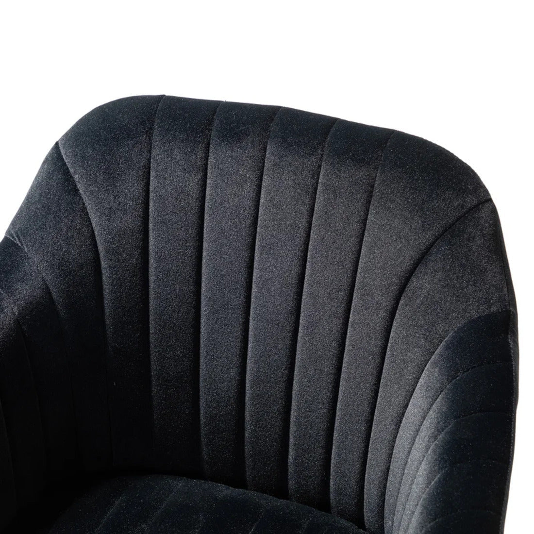 Refined Black Tufted Velvet Premium Armchair with Golden Legs