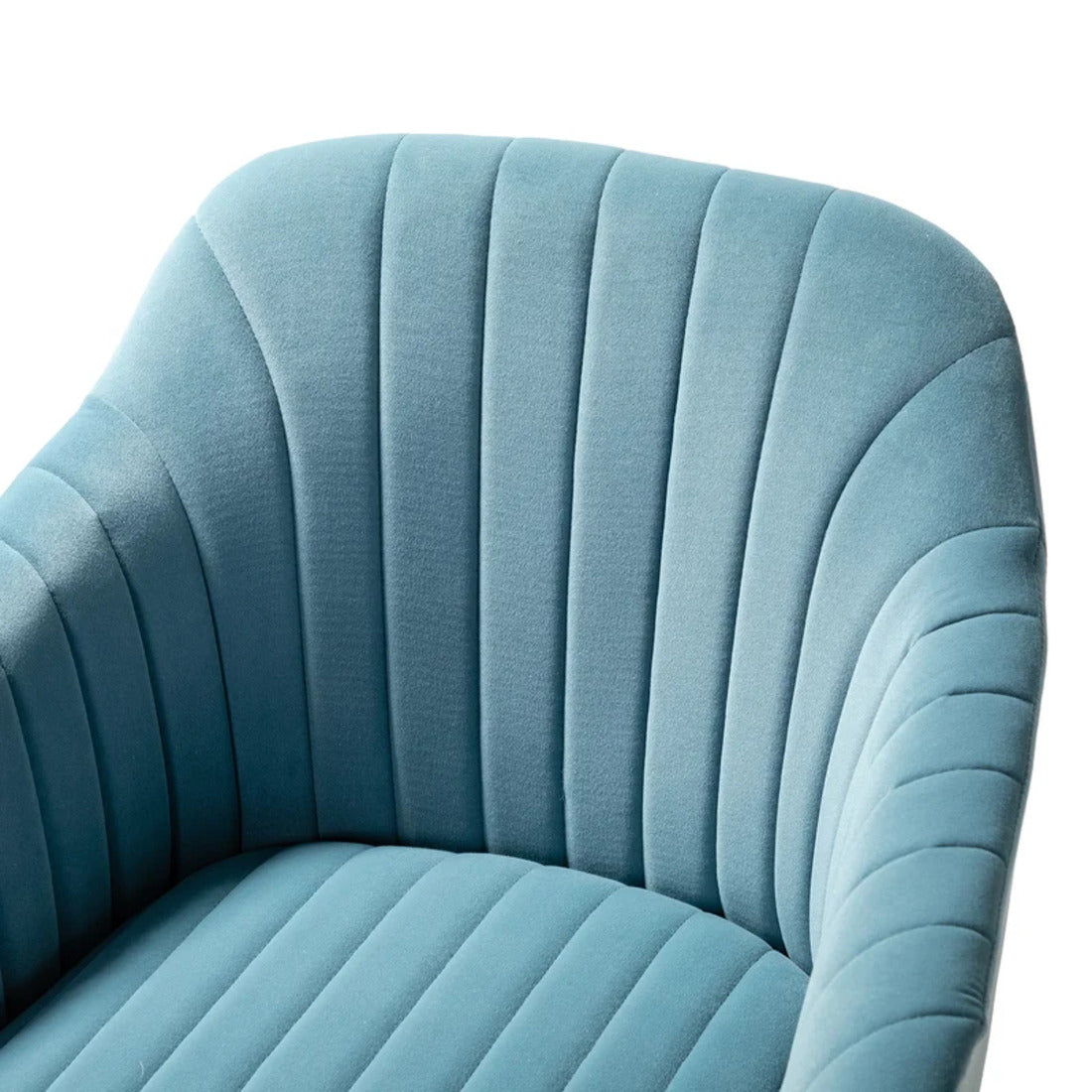 Refined Sky Blue Tufted Velvet Comfy Armchair with Golden Legs