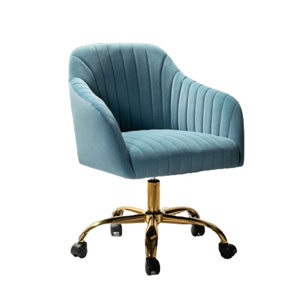 Refined Sky Blue Tufted Velvet Comfy Armchair with Golden Legs