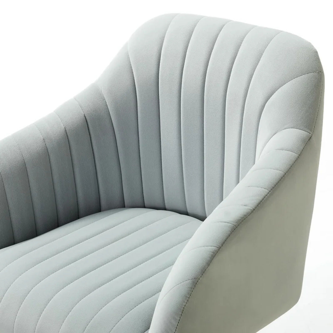 Refined White Tufted Velvet Comfy Armchair with Golden Legs