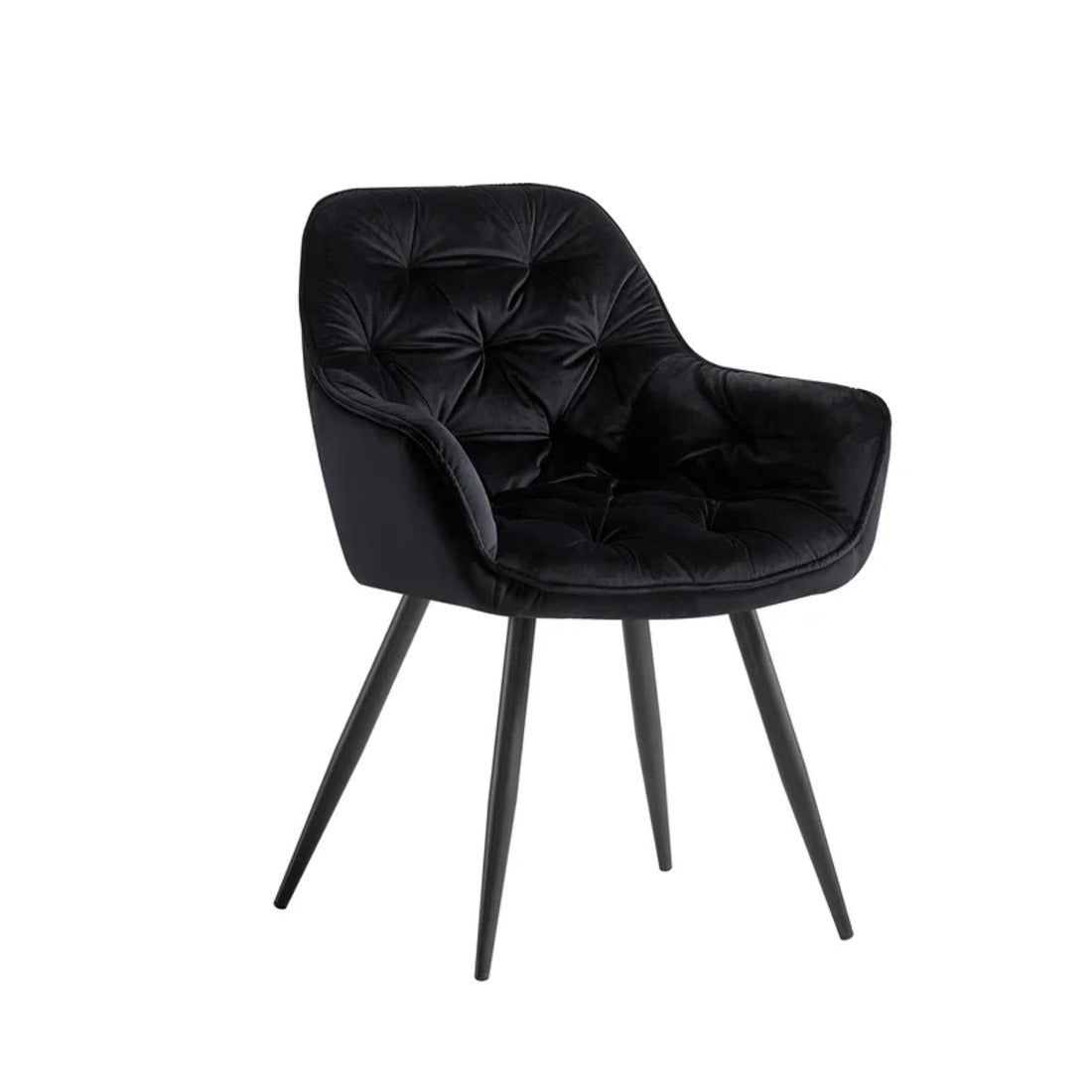 Rich Black Comfy Premium Padded Velvet Lounge Chair