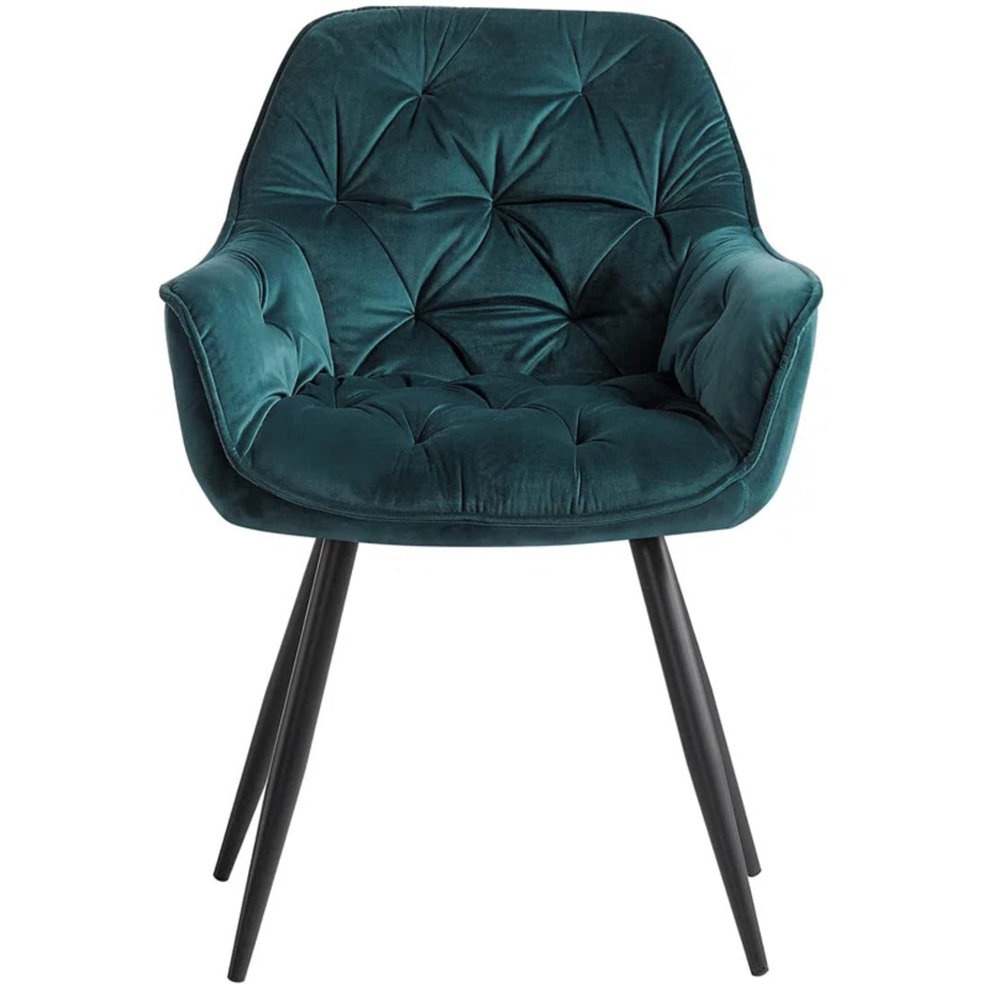 Rich Emerald Color Comfy Padded Tufted Velvet Lounge Chair