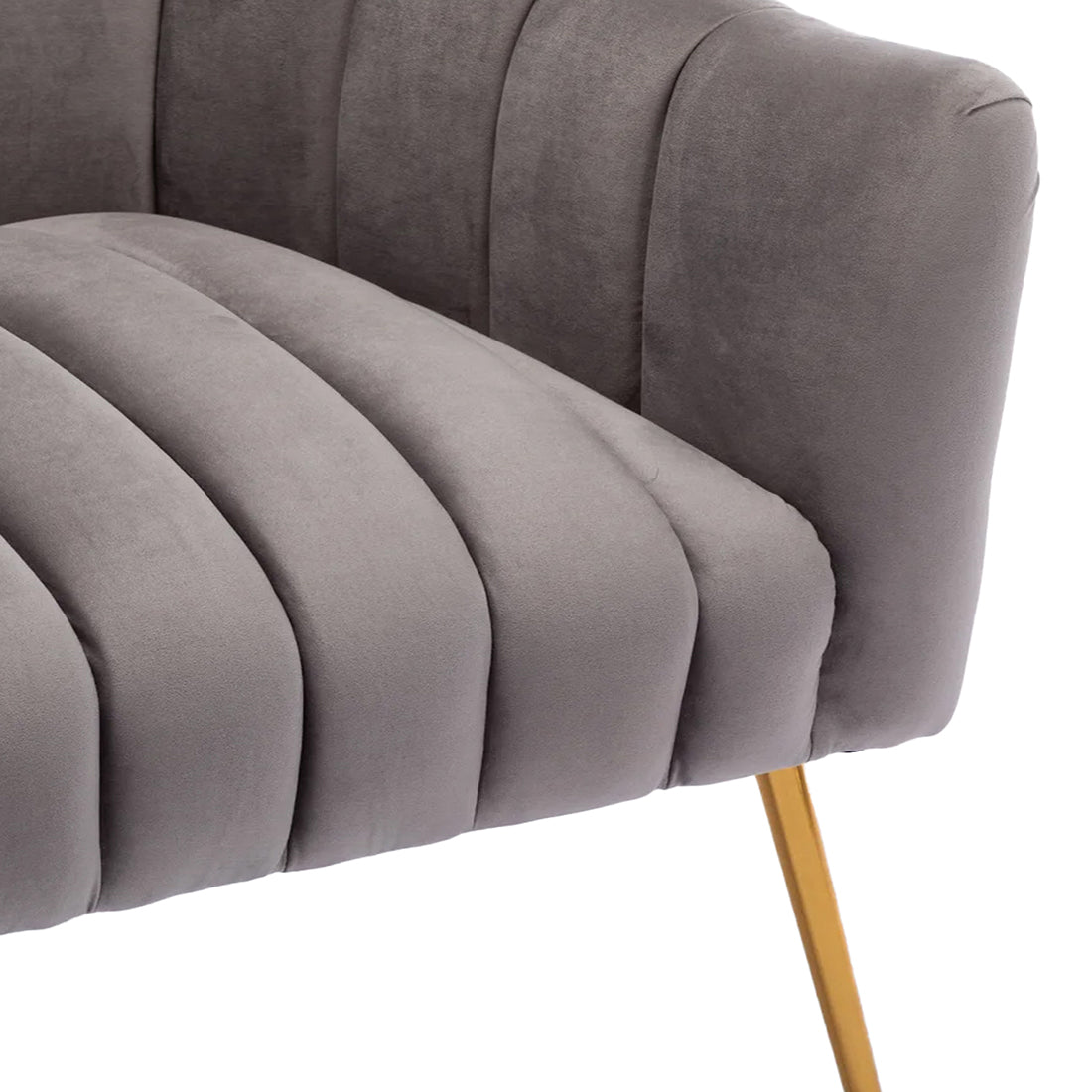 Rich Grey Tufted Velvet Sofa Lounge Chair