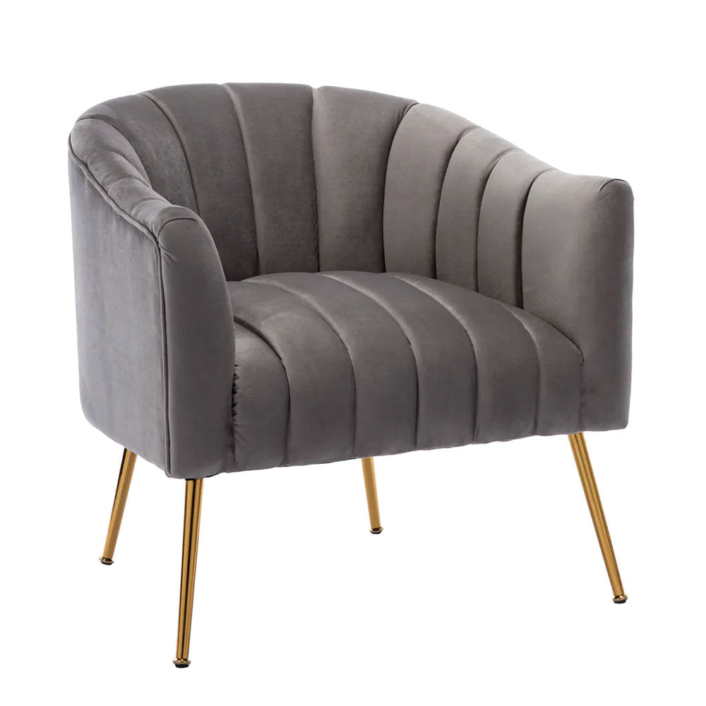 Rich Grey Tufted Velvet Sofa Lounge Chair