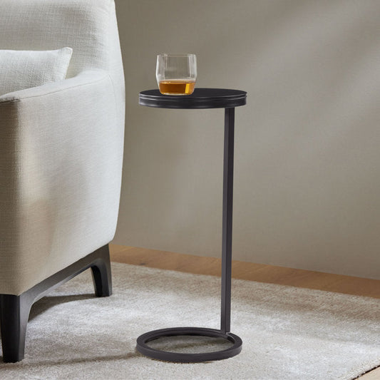 Ring Base Black Marble Designer Side Table