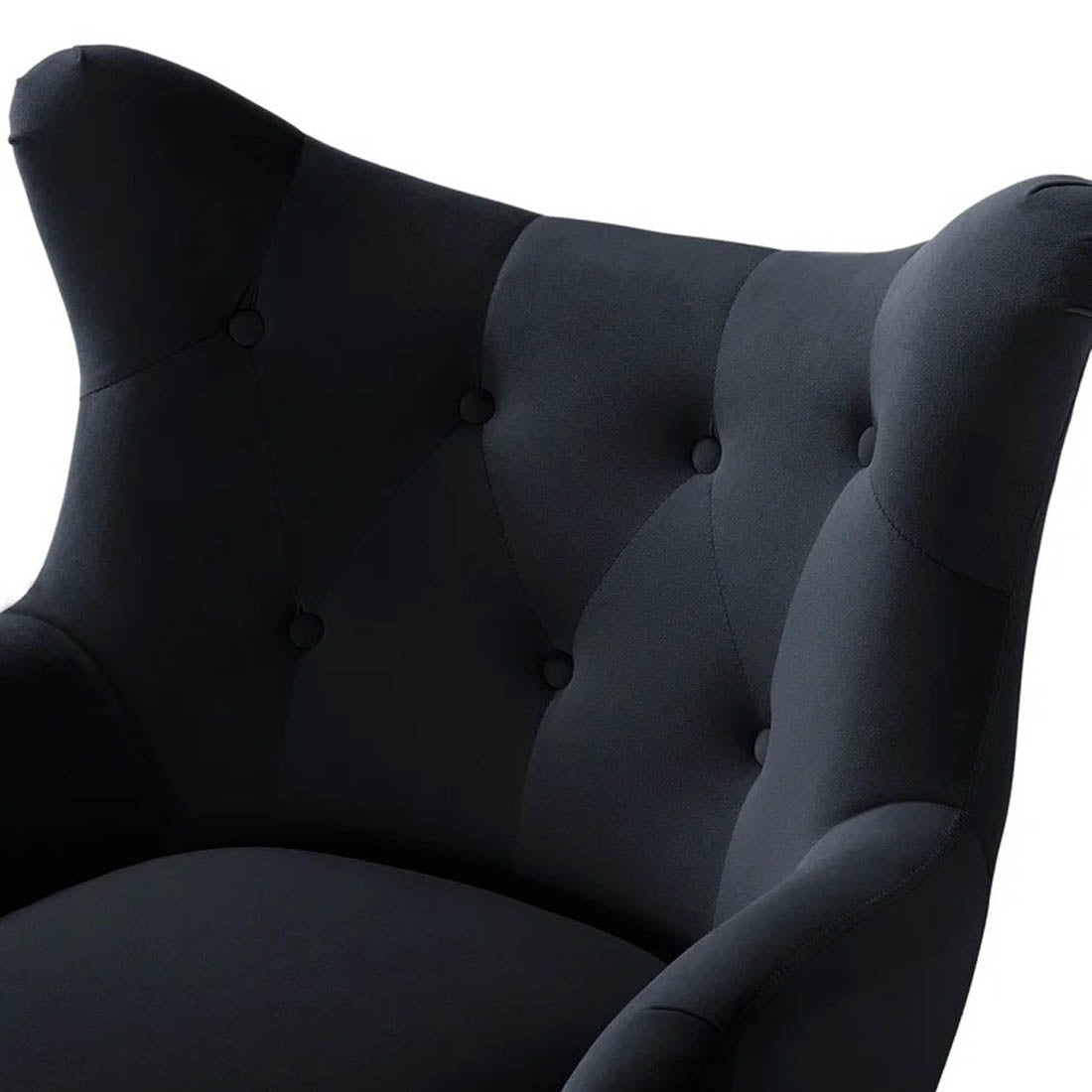 Royal Black Comfortable Tufted Velvet Sofa Lounge Chair