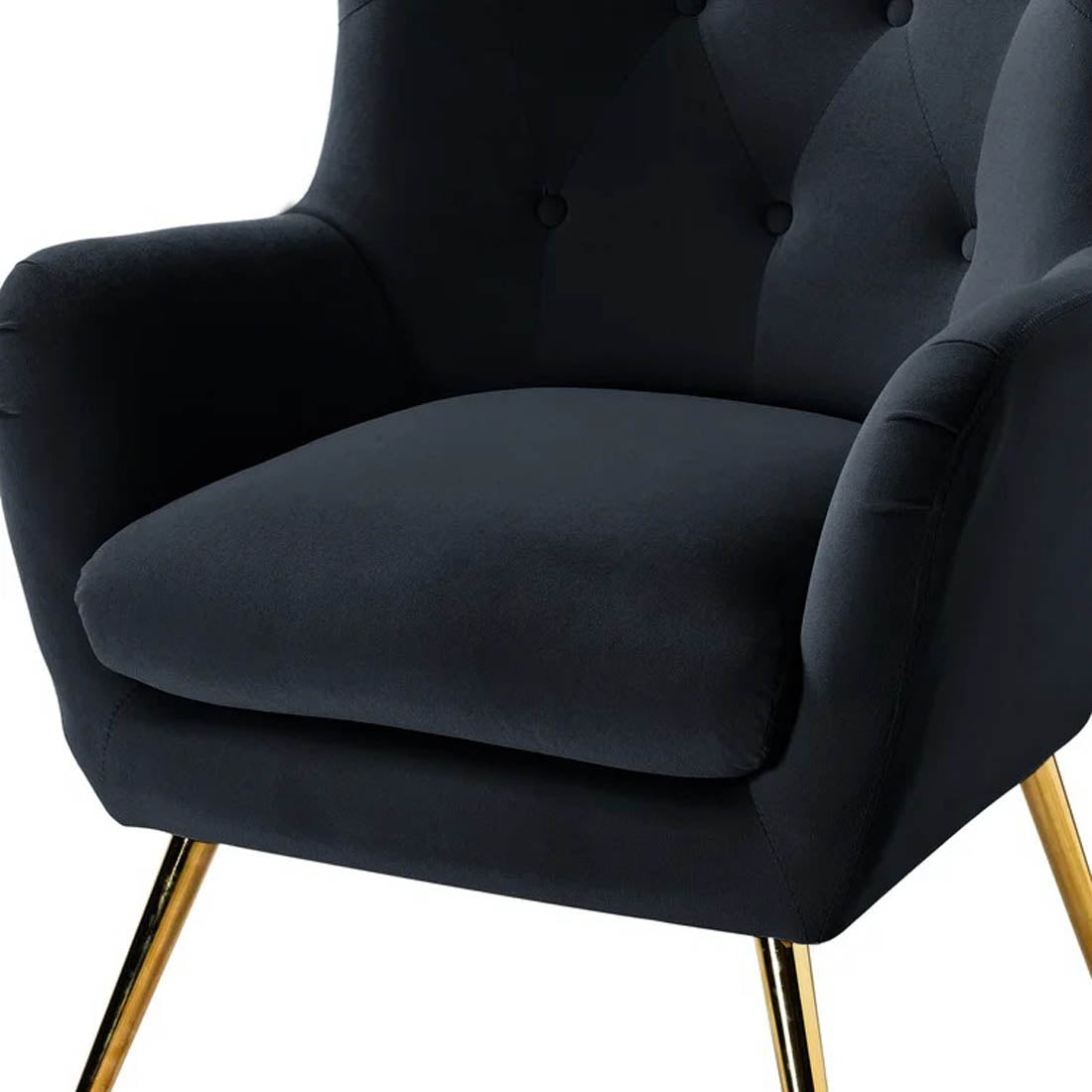 Royal Black Comfortable Tufted Velvet Sofa Lounge Chair