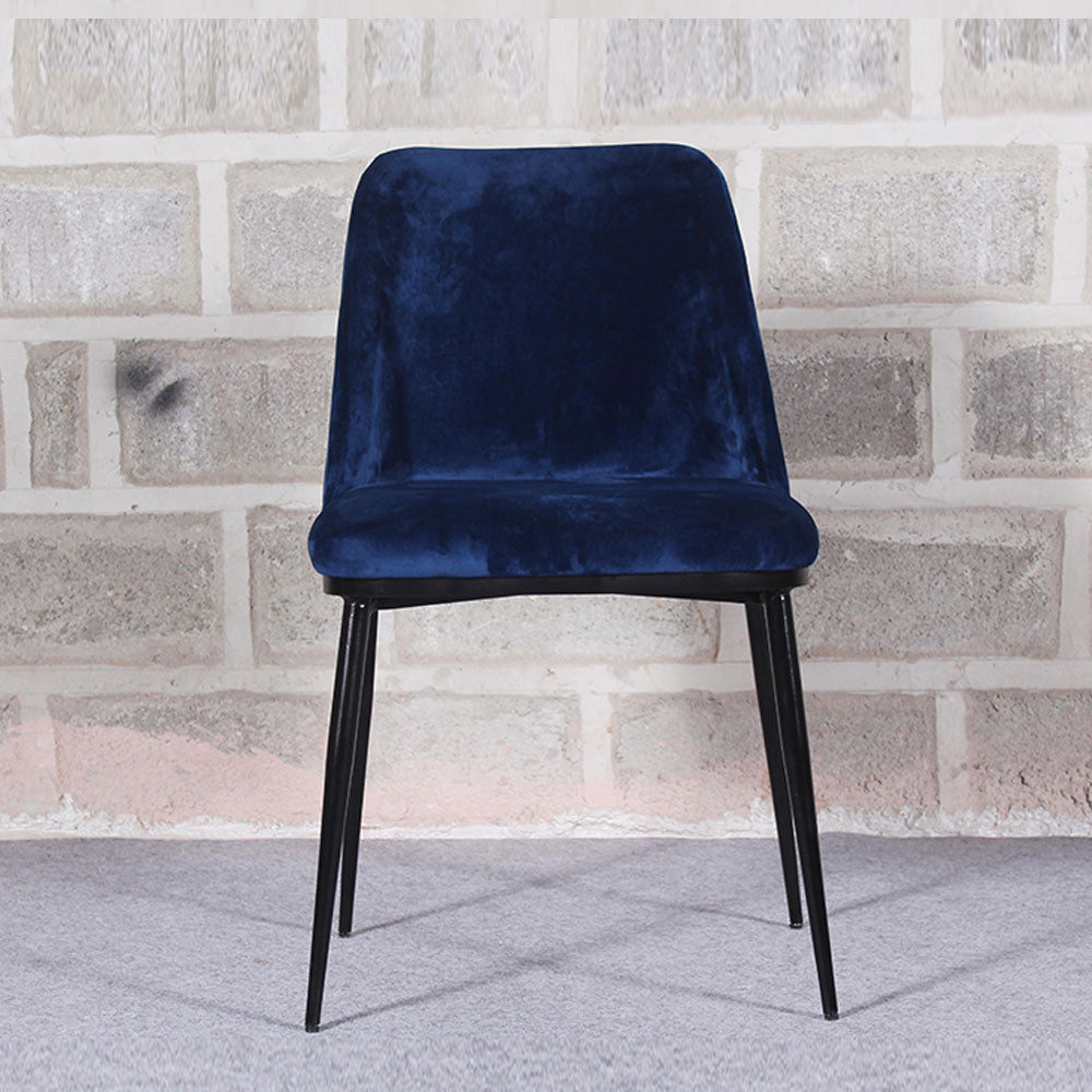 Royal Blue Color Velvet & Iron Dining Chair