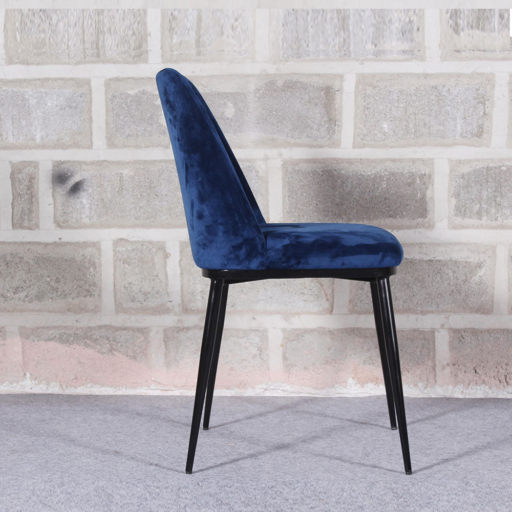 Royal Blue Color Velvet & Iron Dining Chair