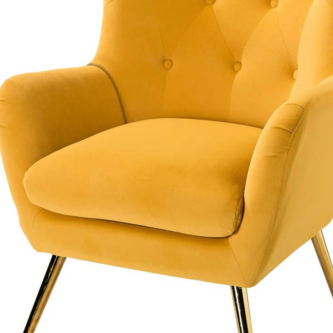 Royal Yellow Comfortable Tufted Velvet Sofa Lounge Chair