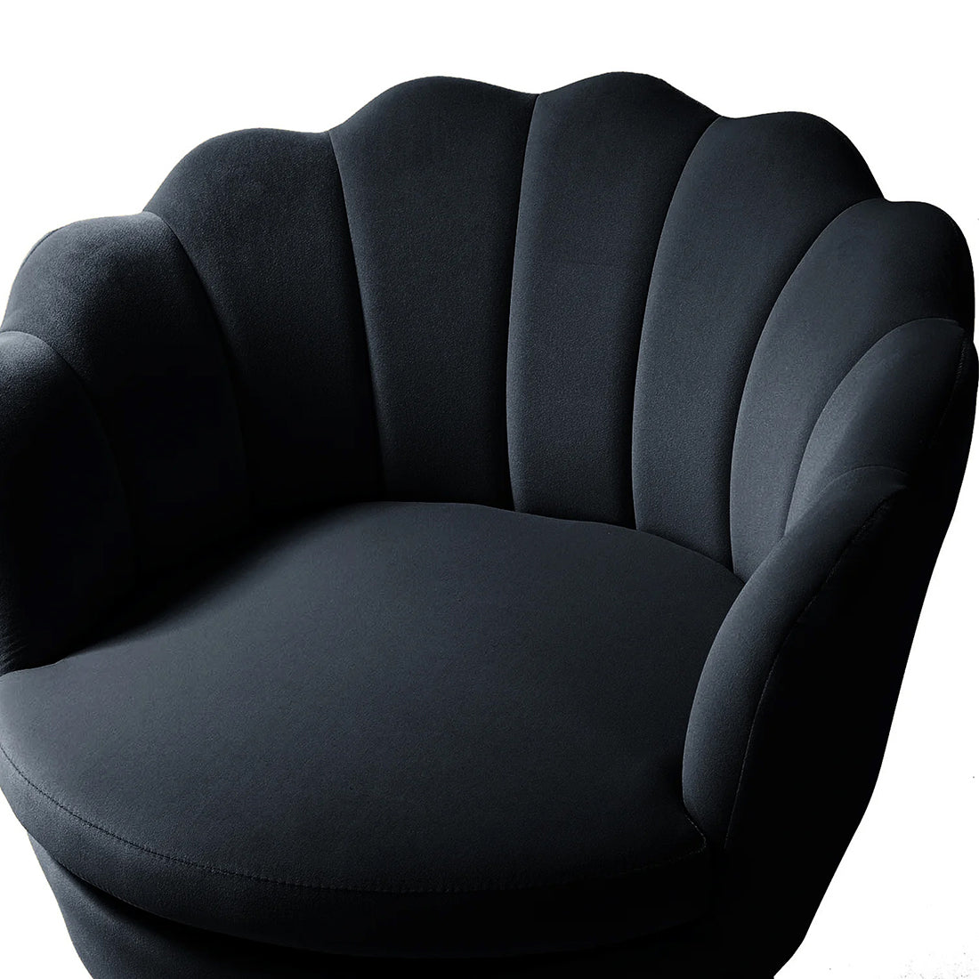 Shell Motif Luxury Design Black Velvet Lounge Chair