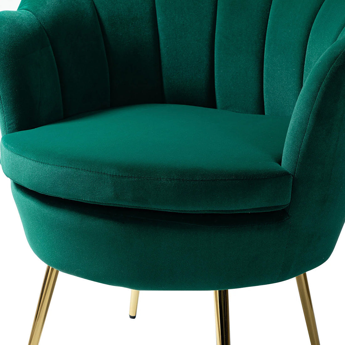 Shell Motif Luxury Design Green Velvet Lounge Chair