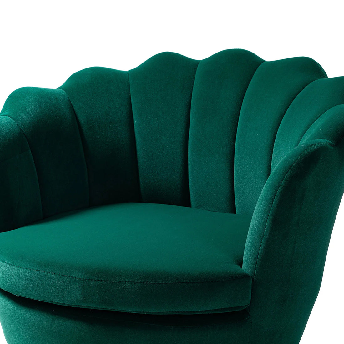 Shell Motif Luxury Design Green Velvet Lounge Chair