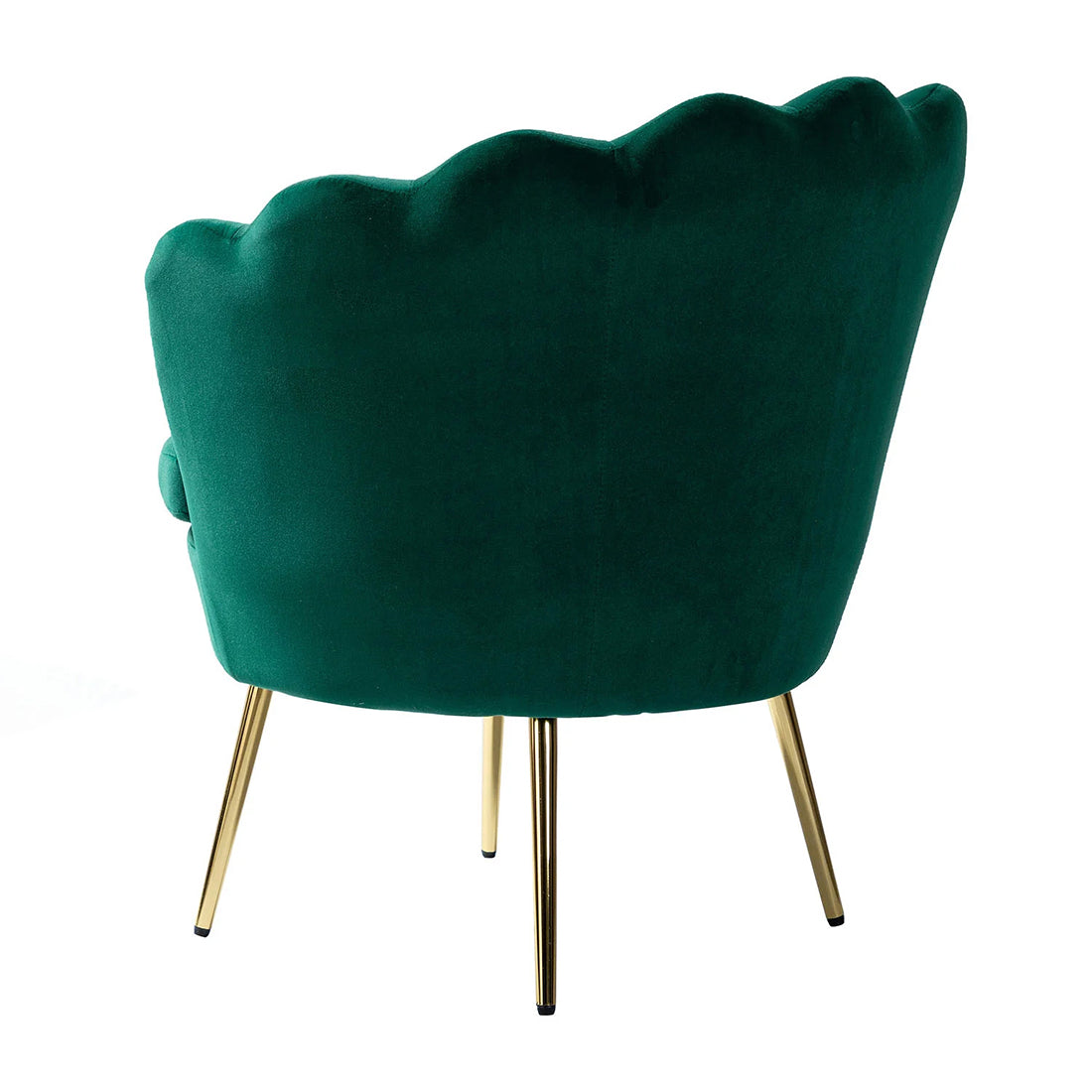 Shell Motif Luxury Design Green Velvet Lounge Chair