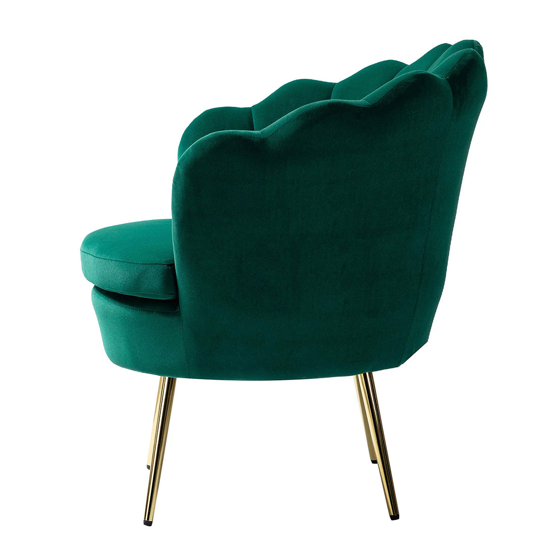 Shell Motif Luxury Design Green Velvet Lounge Chair