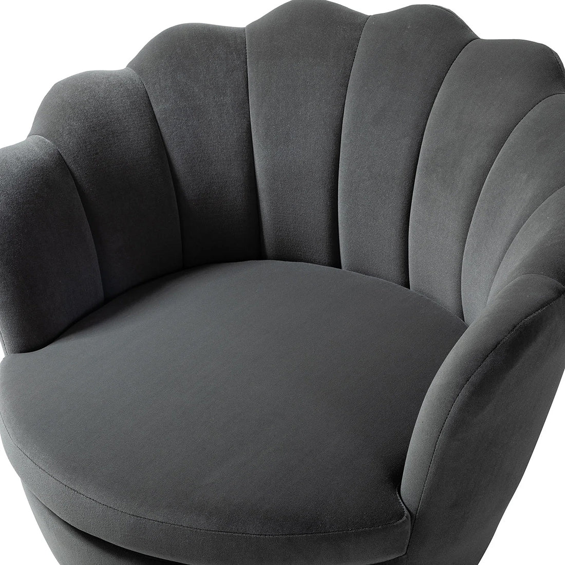 Shell Motif Luxury Design Grey Velvet Lounge Chair