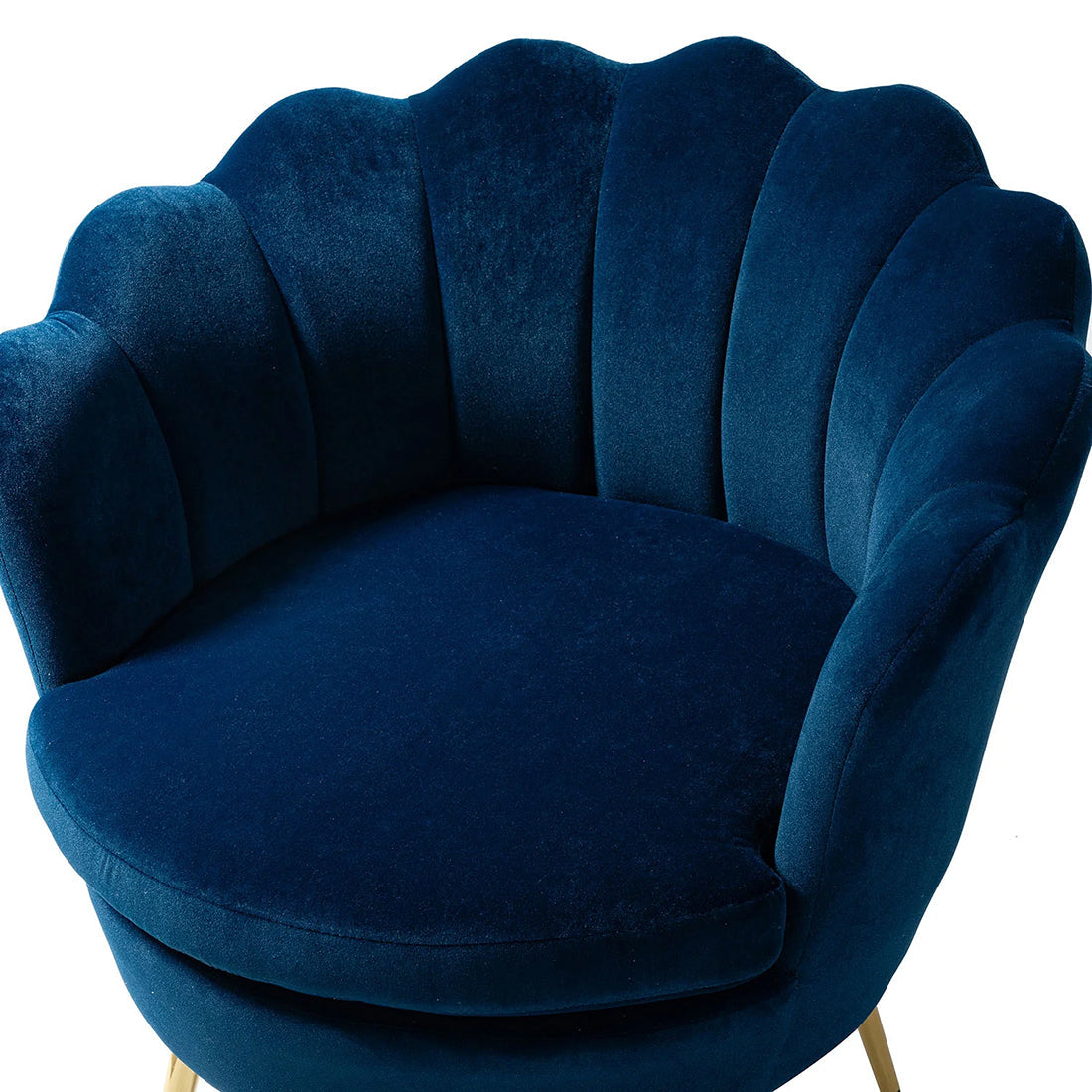 Shell Motif Luxury Style Blue Velvet Lounge Chair