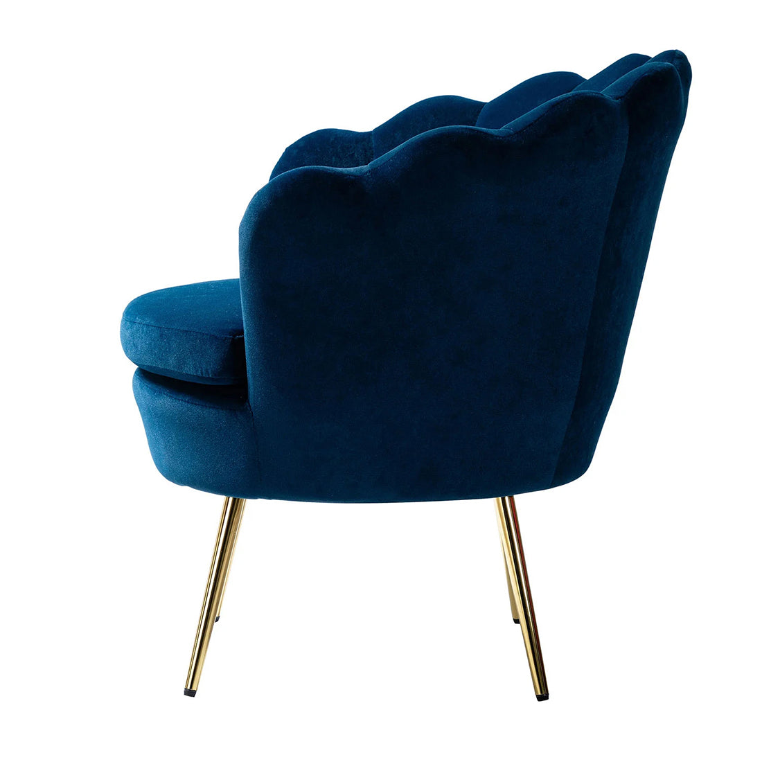 Shell Motif Luxury Style Blue Velvet Lounge Chair