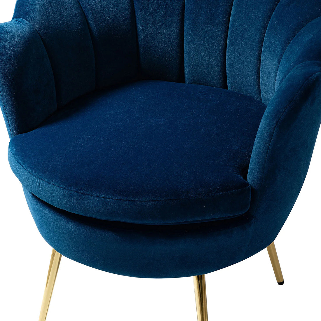 Shell Motif Luxury Style Blue Velvet Lounge Chair