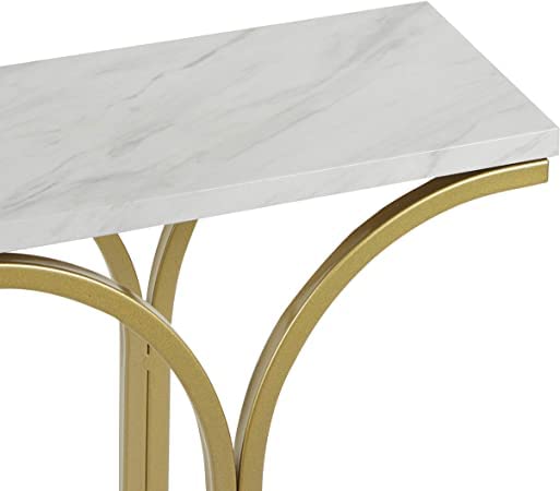 Sleek Entryway Elegance Rectangular White Marble Console Table