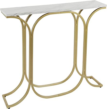 Sleek Entryway Elegance Rectangular White Marble Console Table