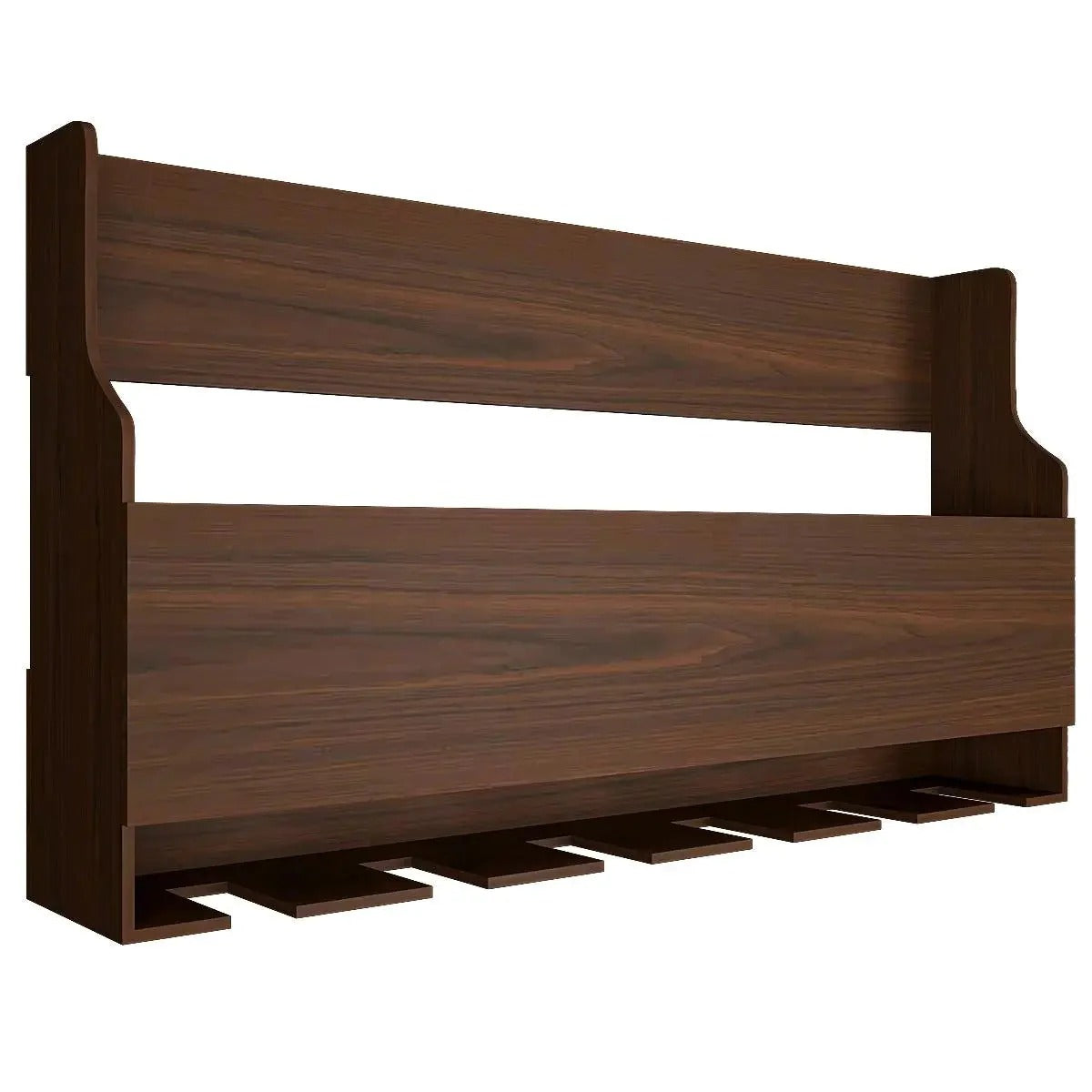 Spacious Design Backlit MDF Mini Bar Shelf in Walnut Finish