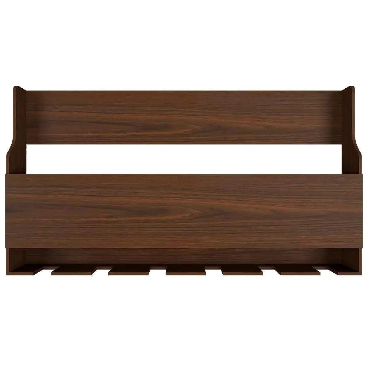 Spacious Design Backlit MDF Mini Bar Shelf in Walnut Finish