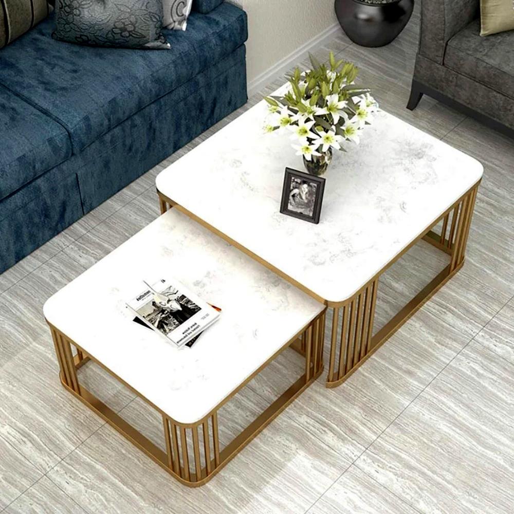 Square Tethered Metallic Table Set of 2