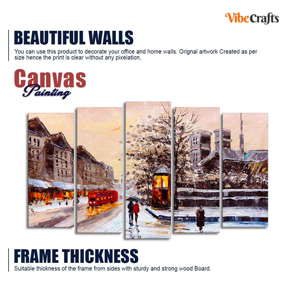 Street View of London Premium Wall Painting of Five Pieces