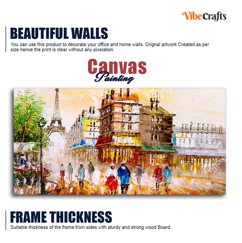 Street View of Paris Premium Wall Painting