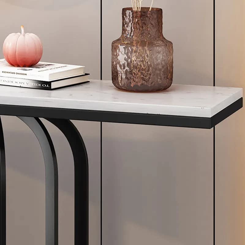 Stylish White Marble Top Console Table