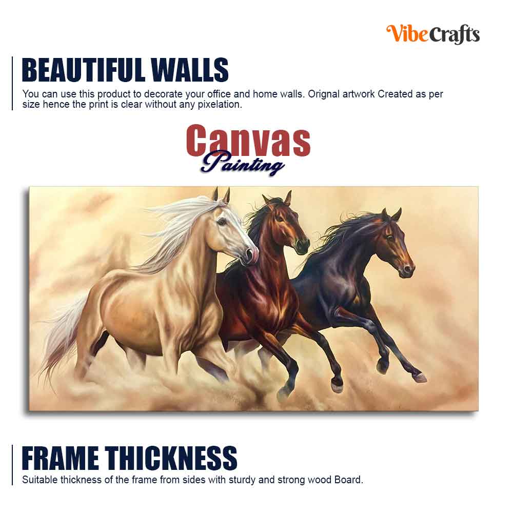 Three Horses Running Premium Quality Wall Painting