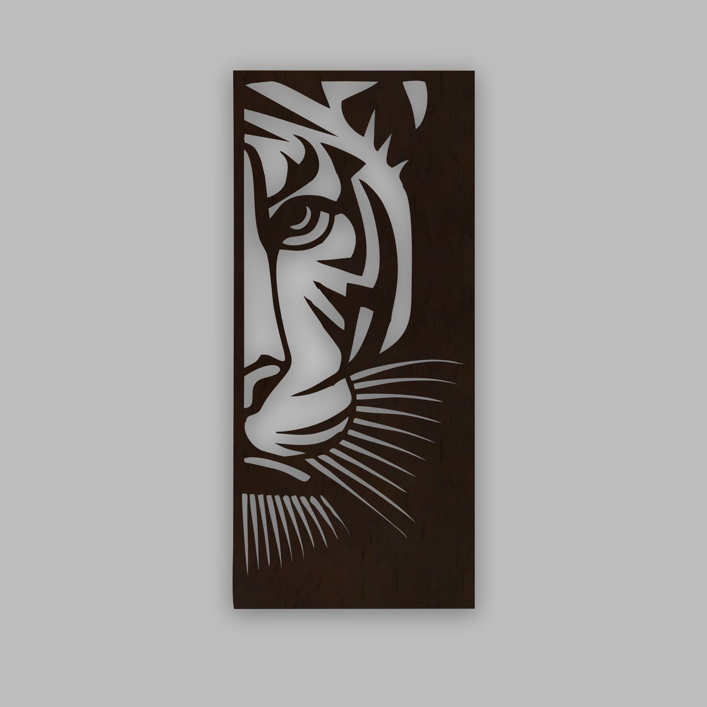 Tiger Face Art Backlit Wooden Wall Decor with LED Night Light Walnut Finish