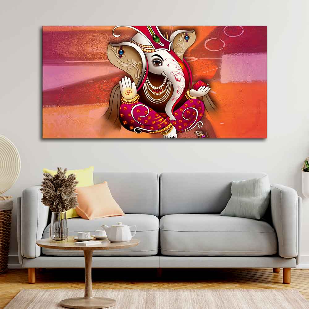 Traditional Lord Ganesh Canvas Wall Painting