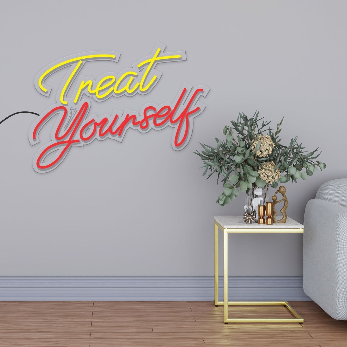 Treat Yourself Inspirational Text Neon Sign LED Light