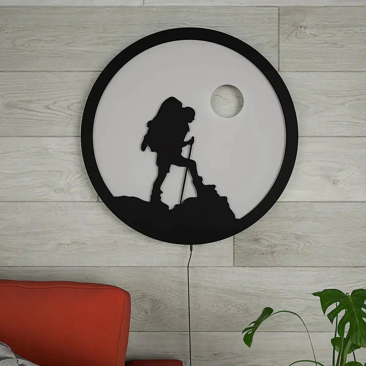 Trekking Backlit Wooden Wall Decor with LED Night Light