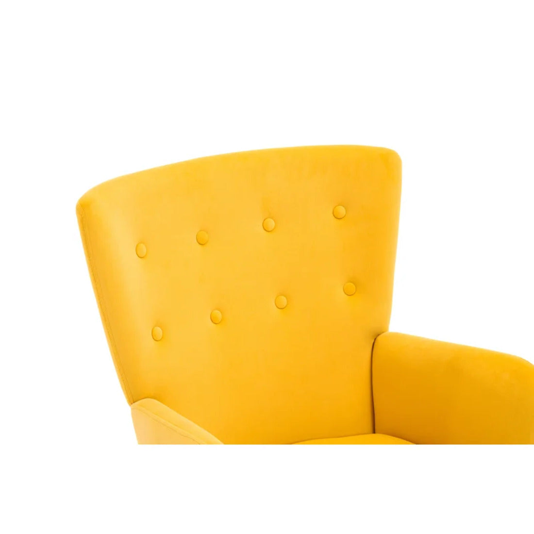 Tufted Long Back Yellow Color Lounge Chair with Ottoman